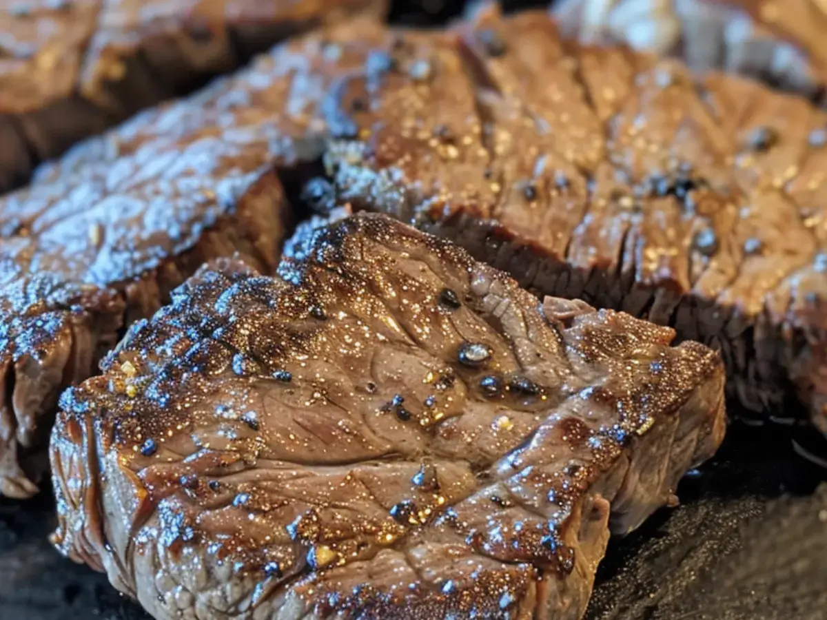 Cube steak served under onion gravy.