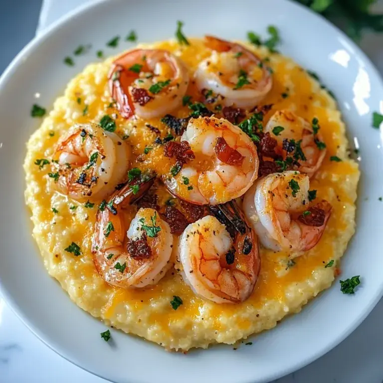 Delicious Shrimp & Creamy Cheddar Grits Recipe | Easy Southern Comfort Food