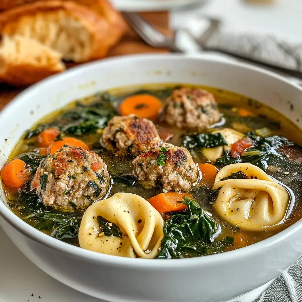 Slow Cooker Italian Wedding Soup Recipe with Spinach, Meatballs & Tortellini
