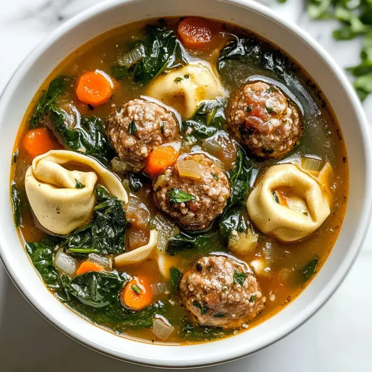 Slow Cooker Italian Wedding Soup Recipe with Spinach, Meatballs & Tortellini