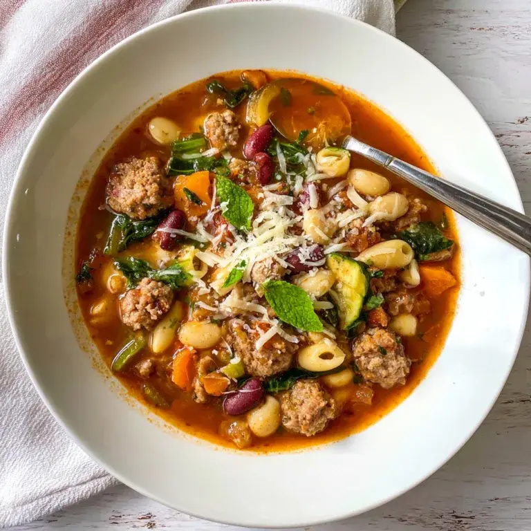 Hearty 13-Bean Slow Cooker Minestrone with Sausage | Easy Comfort Food Recipe