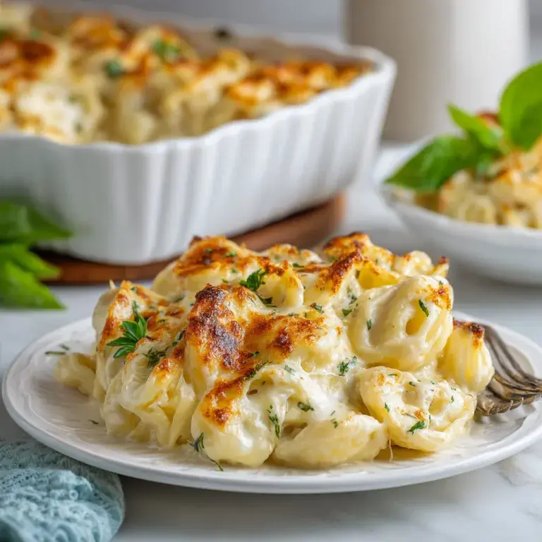 Creamy Alfredo Tortellini Bake Recipe | Easy & Delicious Dinner Idea