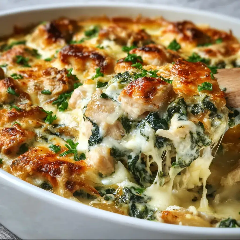 Delicious Cheesy Chicken and Spinach Casserole Recipe | Easy & Healthy Comfort Food