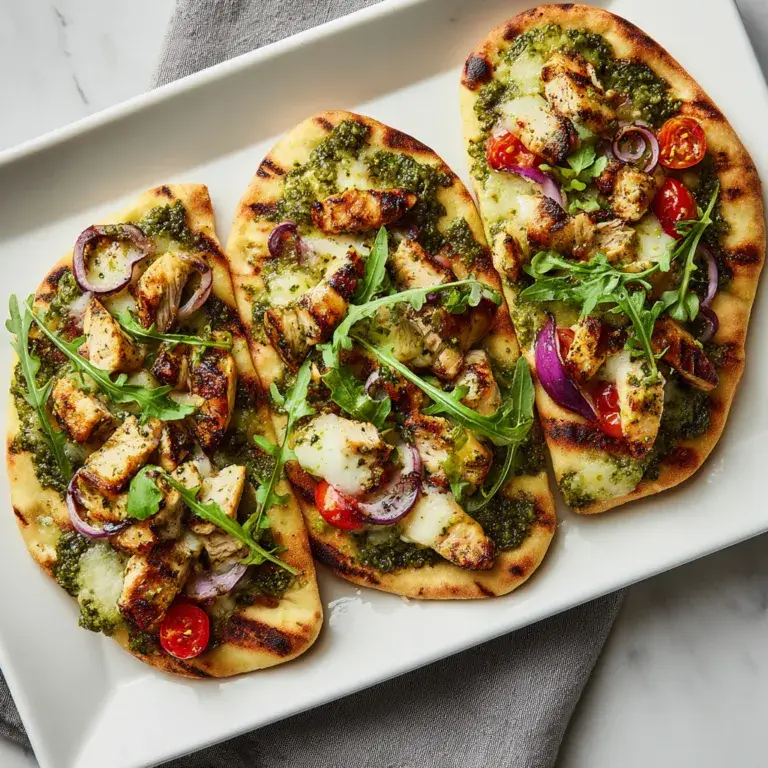Delicious Pesto Chicken Flatbreads Recipe | Easy & Flavorful Meal Idea