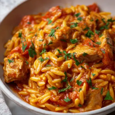 Creamy Tomato Orzo with Chicken Recipe | Easy & Delicious Dinner Idea