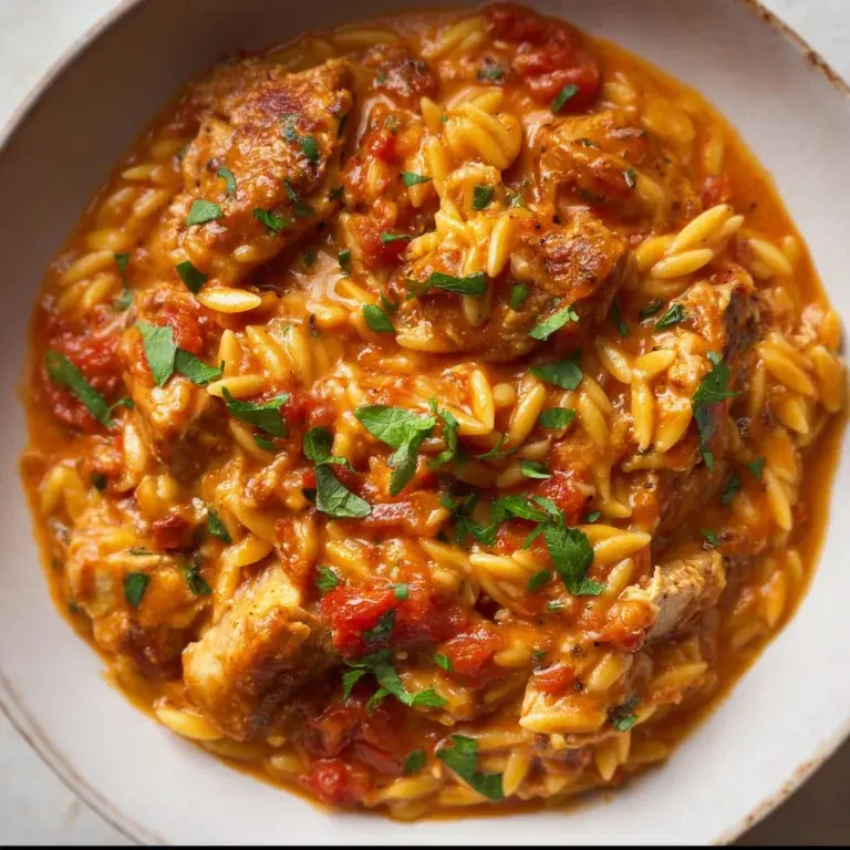 Creamy Tomato Orzo with Chicken Recipe | Easy & Delicious Dinner Idea