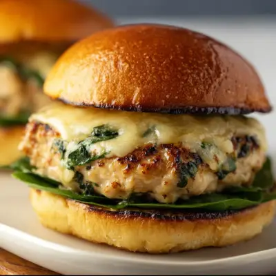 Delicious White Cheddar Spinach Chicken Burgers Recipe | Healthy & Flavorful
