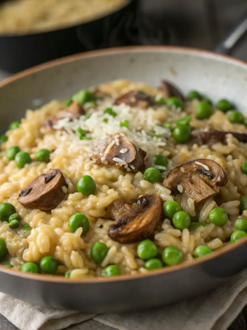 Mushroom Risotto with Peas