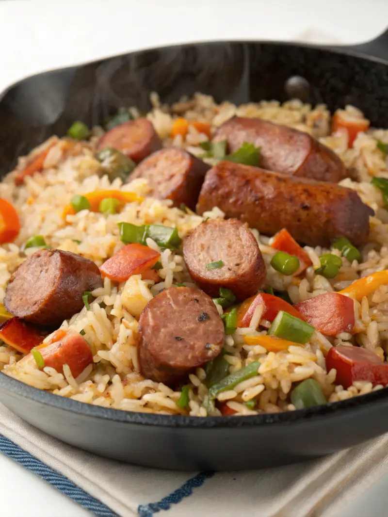 Beef Sausage And Rice Skillet