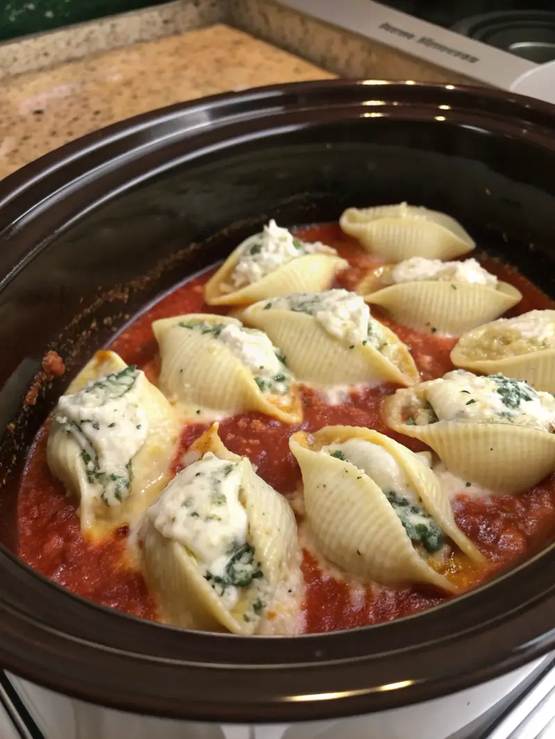 Crockpot Ricotta Stuffed Shells