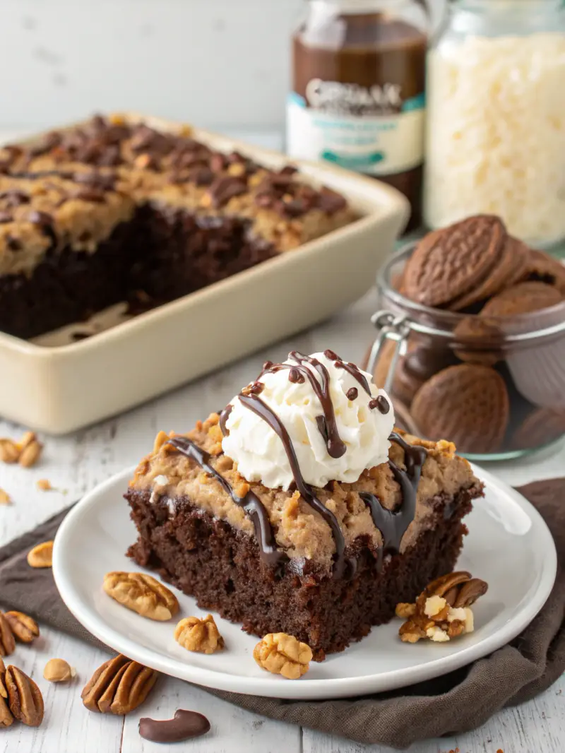 German Chocolate Poke Cake