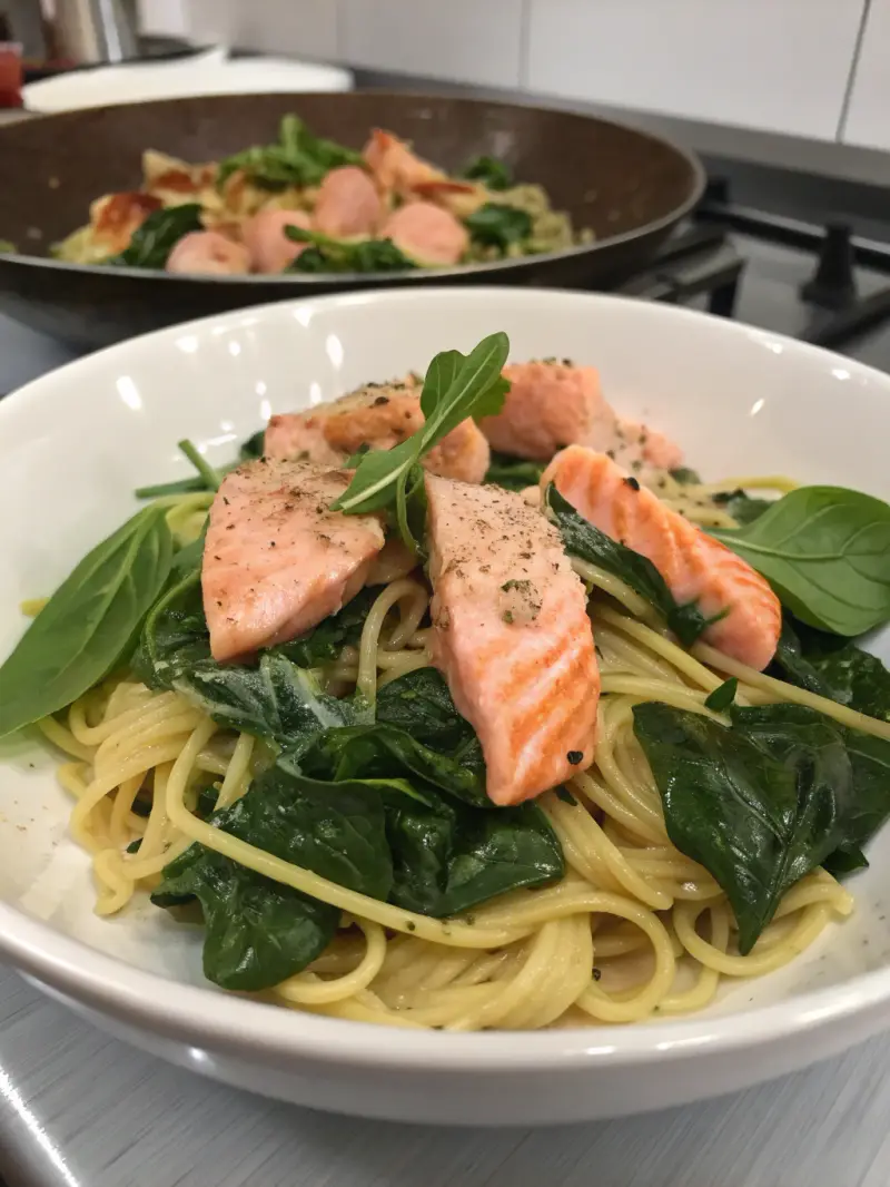 Salmon Spinach Pasta