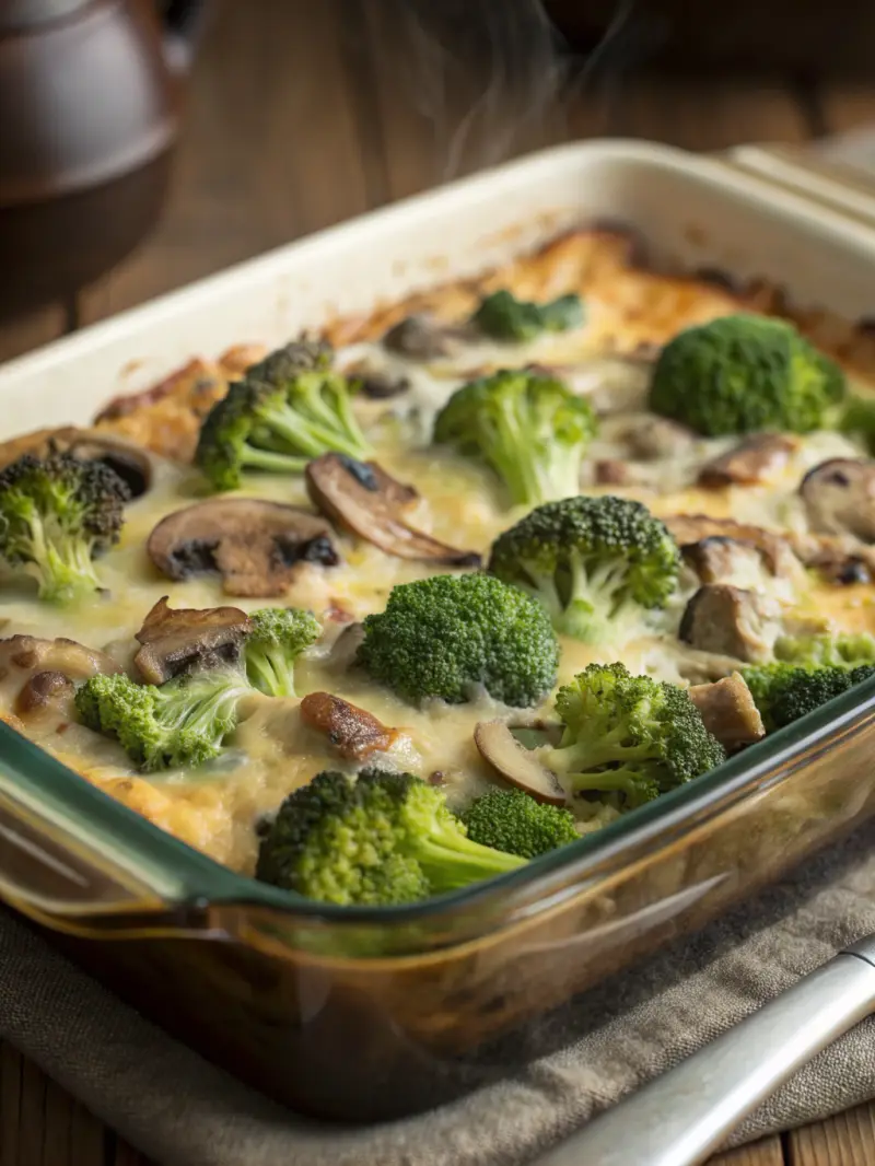 Cheesy Mushroom and Broccoli Casserole