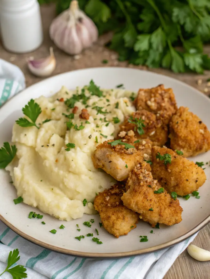 Garlic Chicken with Mashed Potatoes