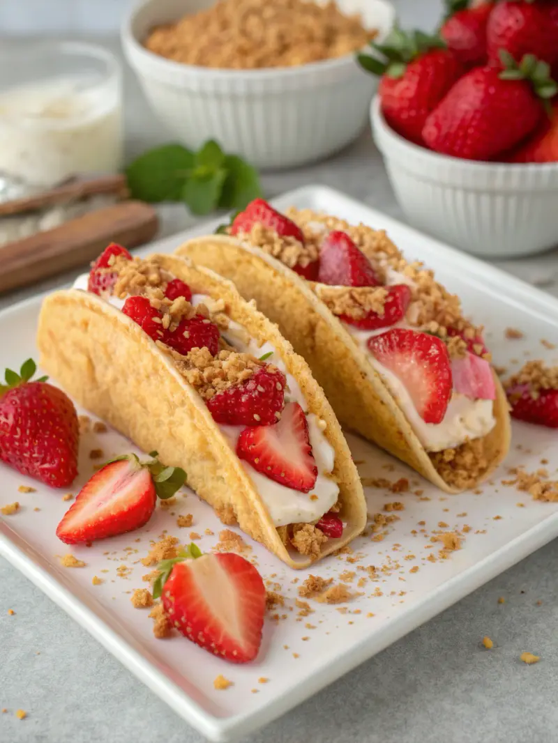 Strawberry Crunch Cheesecake Tacos