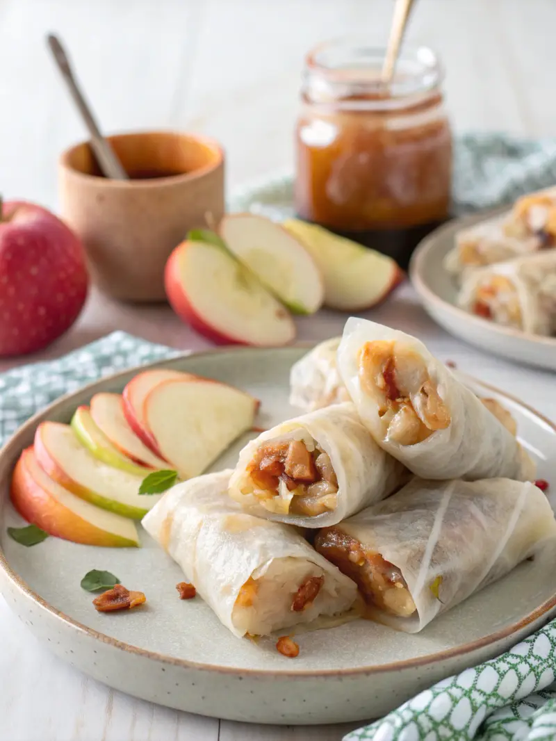 Baked Apple Pie Rice Paper Rolls