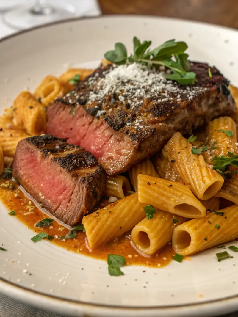 Cajun Steak with Rigatoni