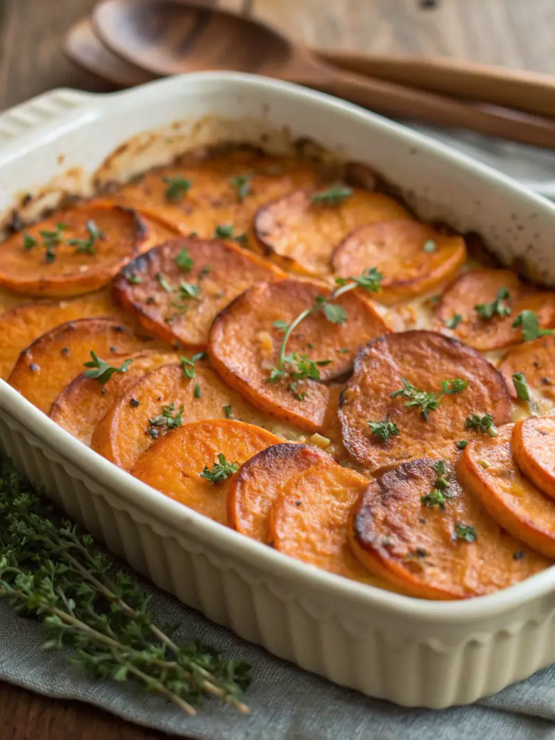 Smoked Chile Scalloped Sweet Potatoes